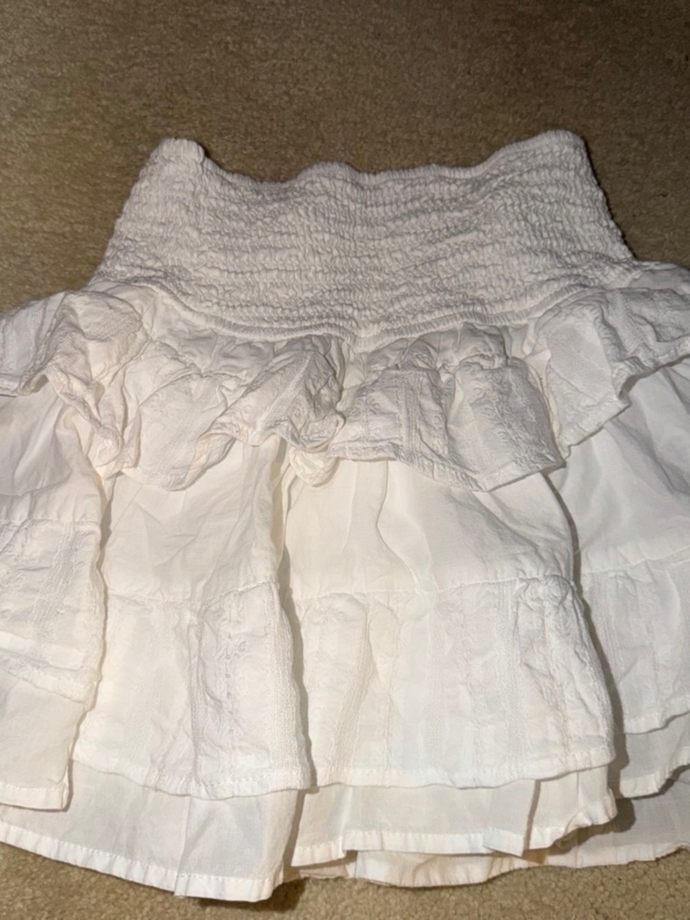 art class White Tiered Ruffle Smocked Waist Mini Skirt